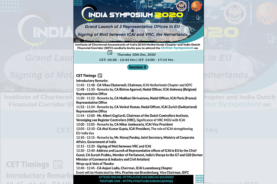 Launch of 3 Representative offices of ICAI in EU
